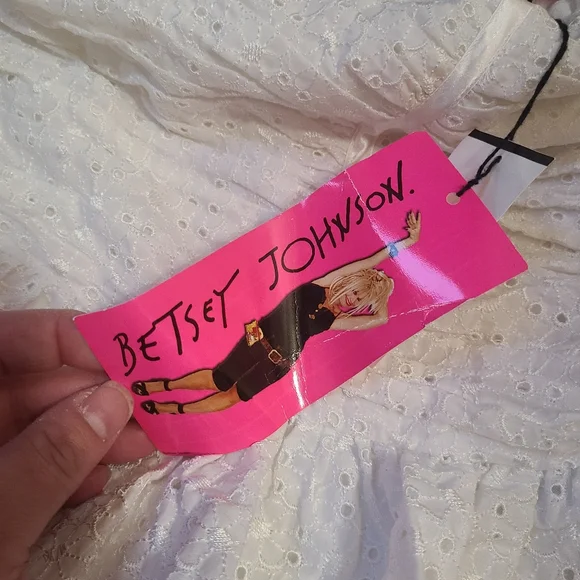 🆕️VINTAGE RARE Betsey Johnson White Ruffled Dress White EyeletNWT